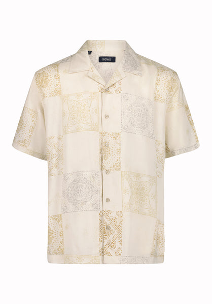 Buffalo David Bitton Sandro Men’s Printed Short Sleeve Camp Shirt COLOR Boulder 