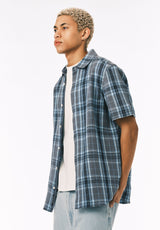 Buffalo David Bitton Sulian Men’s Short Sleeve Plaid Shirt COLOR Mirage 