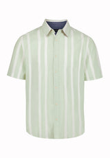 Buffalo David Bitton Sulian Men’s Short Sleeve Striped Shirt COLOR Frosty Green 