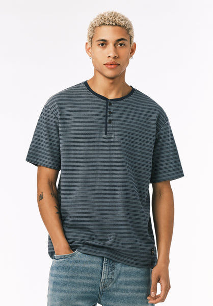 Buffalo David Bitton Kandido Men’s Striped Short Sleeve Henley COLOR Mirage 