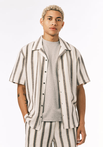 Buffalo David Bitton Soriel Men’s Short Sleeve Striped Shirt COLOR Milk 