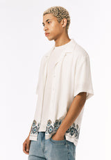 Buffalo David Bitton Sandro Men’s Short Sleeve Printed Camp Shirt COLOR Milk 