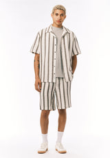 Buffalo David Bitton Haladir Men’s Striped Pull-On Shorts COLOR Milk 