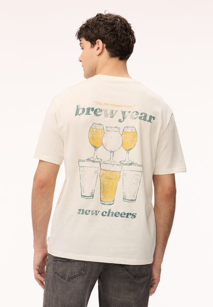 Buffalo David Bitton Tebrew Men's Graphic Short Sleeve Tee, Milk 