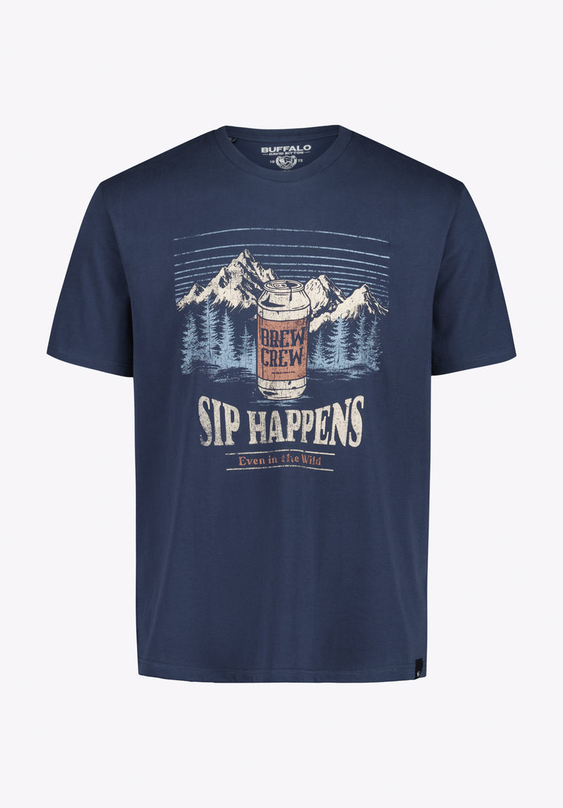 Tappens Men’s Graphic T-Shirt with Sip Happens Print, Whale - BM24821
