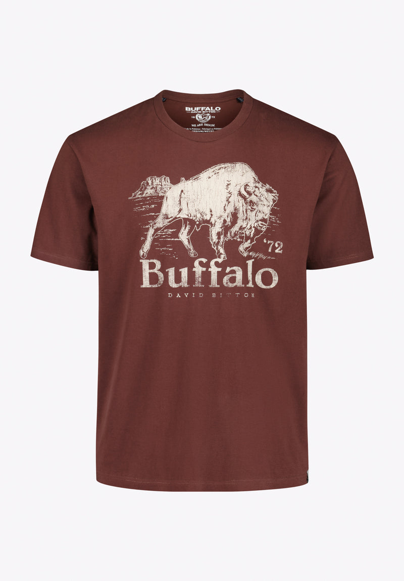 Turbaco Men’s Buffalo Print Graphic T-Shirt, Decadent Chocolate - BM24822