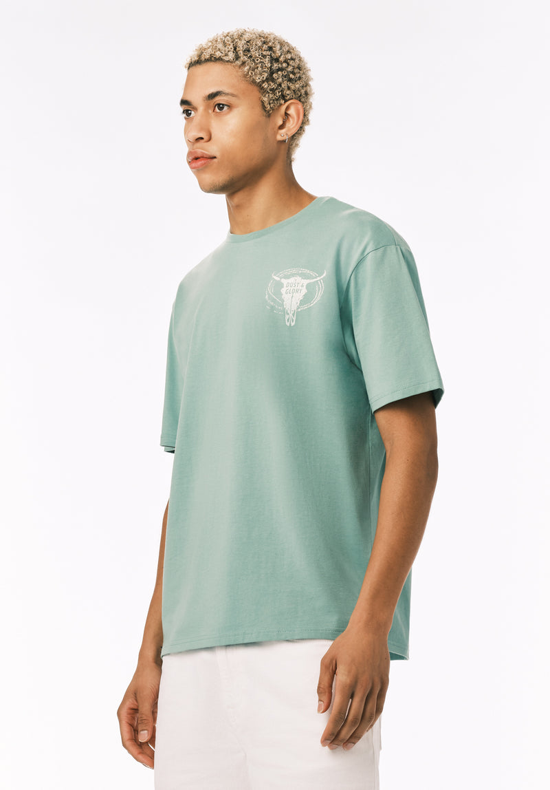Teyze Men's Dust & Glory Skull Graphic T-Shirt, Creme De Menthe