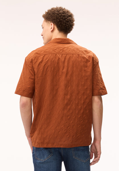 Buffalo David Bitton Sonix Men's Short Sleeve Camp Collar Shirt, Coconut Shell 