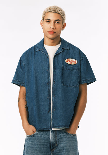 Buffalo David Bitton Shawn Men’s Short Sleeve Boxy Shirt COLOR Mirage 