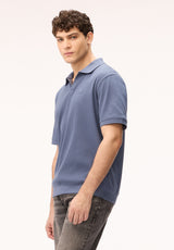 Buffalo David Bitton Kido Men's Ribbed Short Sleeve Polo, Vintage Indigo 