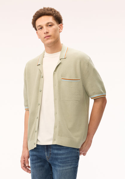 Buffalo David Bitton Wilra Men's Textured Short Sleeve Sweater Shirt, Sage Green 