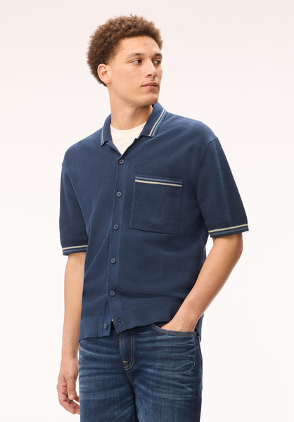 Buffalo David Bitton Wilra Men's Textured Short Sleeve Sweater Shirt, Whale 