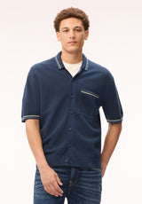 Buffalo David Bitton Wilra Men's Textured Short Sleeve Sweater Shirt, Whale 