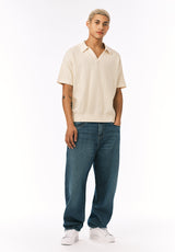 Buffalo David Bitton Wotex Men’s Short Sleeve Sweater Polo COLOR Buttercream 