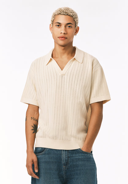 Buffalo David Bitton Wotex Men’s Short Sleeve Sweater Polo COLOR Buttercream 