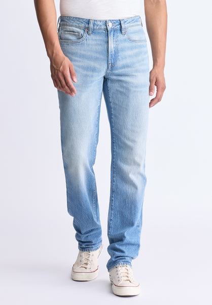 Buffalo David Bitton Straight Six Men's Crinkled and Sanded Jeans color INDIGO