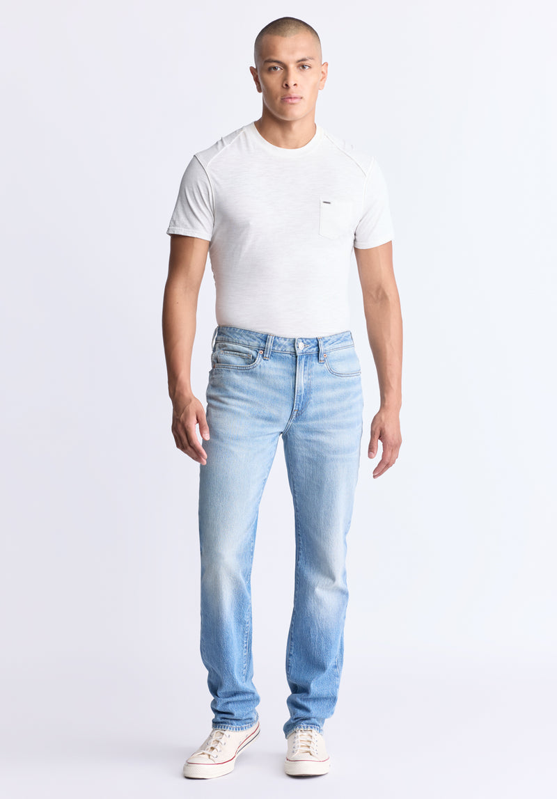 Buffalo David Bitton Straight Six Men's Crinkled and Sanded Jeans color INDIGO