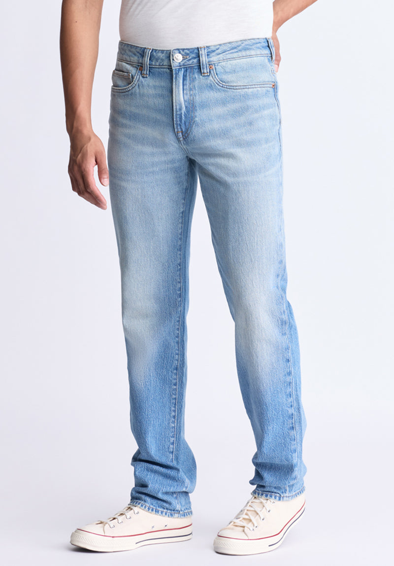 Buffalo David Bitton Straight Six Men's Crinkled and Sanded Jeans color INDIGO