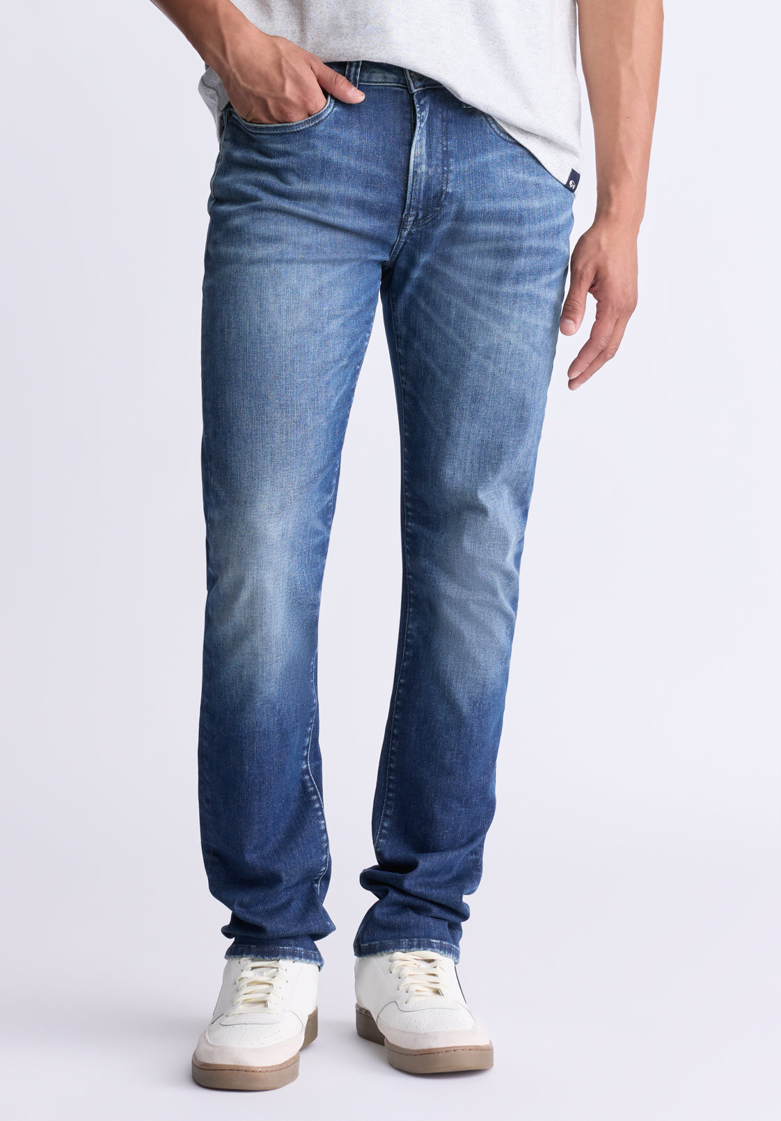 buffalo david bitton Slim Ash Men's Crinkled and Worn Jeans Indigo