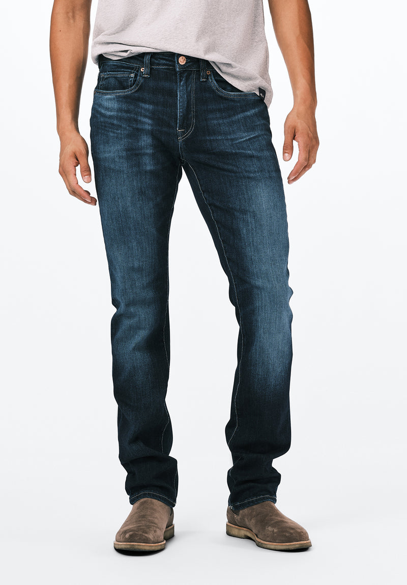 Slim Ash Men's Jeans, Contrast Whiskered Indigo - BM26024