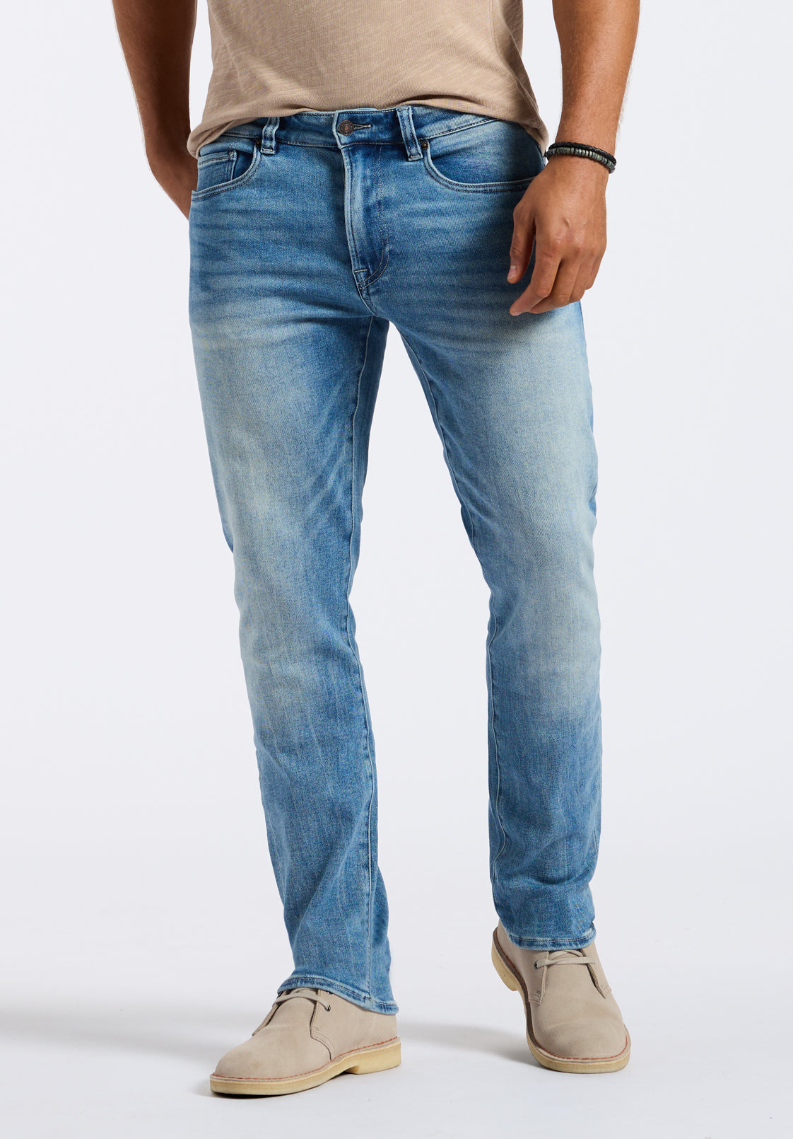 buffalo david bitton Jean Slim Ash pour homme Bleu sablé et travaillé intensément