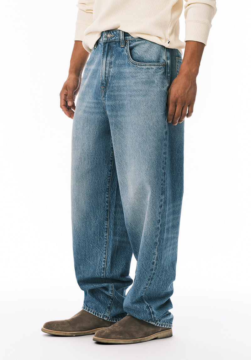 Jean Coupe Très Ample Mikey pour Homme, Bleu Sablé  - BM26120