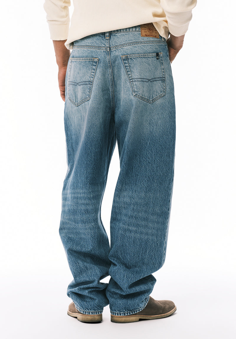 Jean Coupe Très Ample Mikey pour Homme, Bleu Sablé  - BM26120