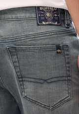 Buffalo David Bitton Relaxed Stright Driven Men's Jeans, Crinkled And Torn 