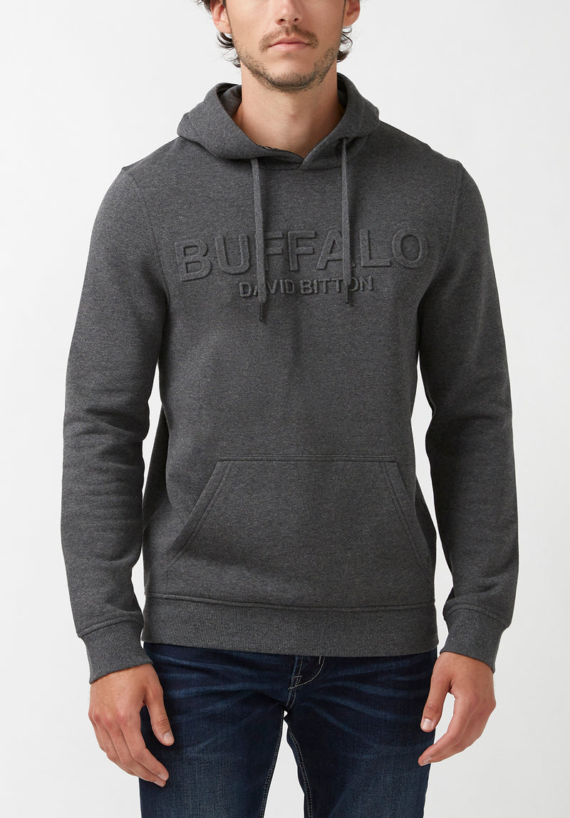 Buffalo David Bitton Fadol Heather Charcoal Men's Fleece Hoodie - BPM 13610 Color HEATHER CHARCOAL