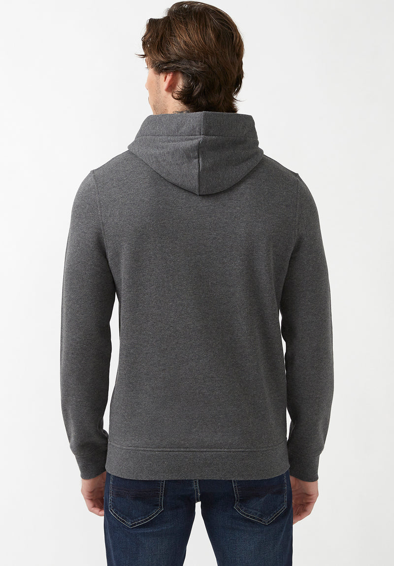 Buffalo David Bitton Fadol Heather Charcoal Men's Fleece Hoodie - BPM 13610 Color HEATHER CHARCOAL