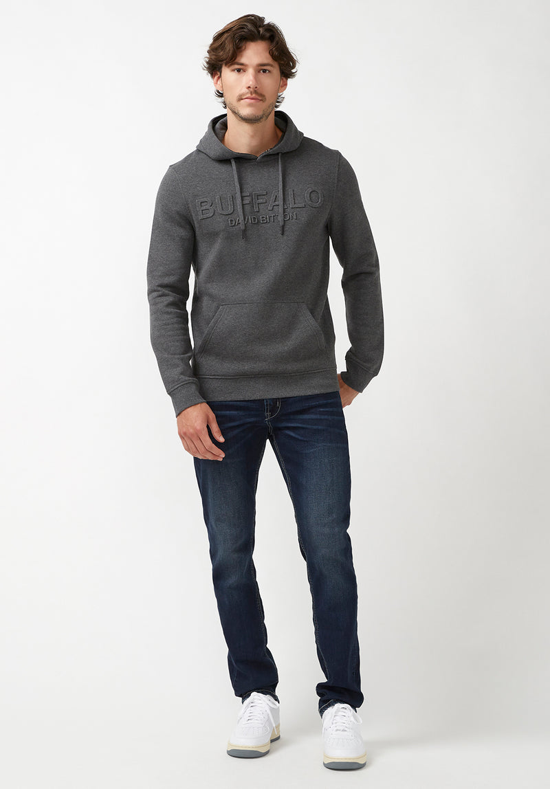 Buffalo David Bitton Fadol Heather Charcoal Men's Fleece Hoodie - BPM 13610 Color HEATHER CHARCOAL