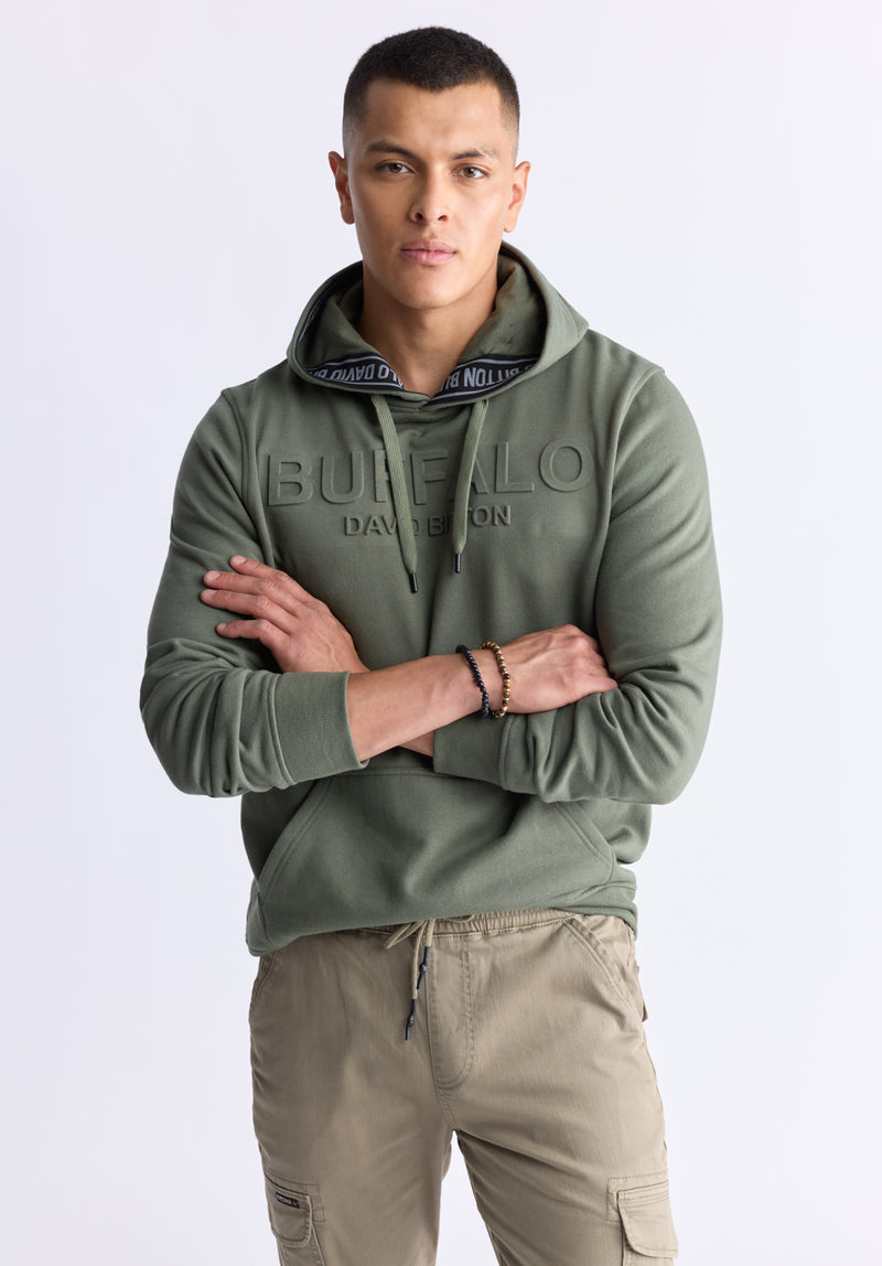 Fadol Men s Embossed Logo Hooded Sweatshirt Army green BPM13610V Buffalo Jeans CA