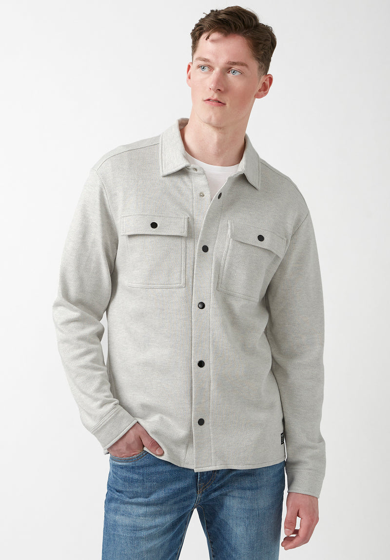 Buffalo David Bitton Fabion Light Heather Grey Men's Shirt Jacket - BPM14114 Color LIGHT HEATHER GREY