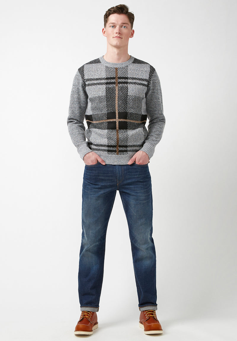 Buffalo David Bitton Welwine Grey Plaid Men's Sweater - BPM14404C Color GREY PLAID