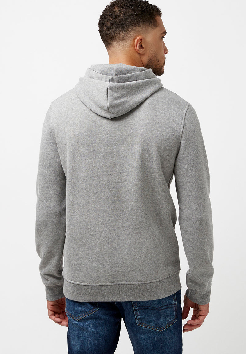 Grey fleece hoodie mens top