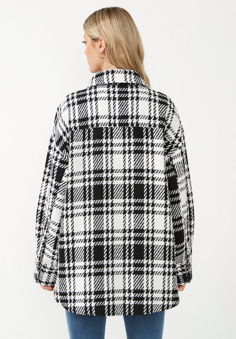 Buffalo David Bitton Liesel Black And White Glen Plaid Women's Shacket - JK0011F Color BLKWHTGLENPLAID