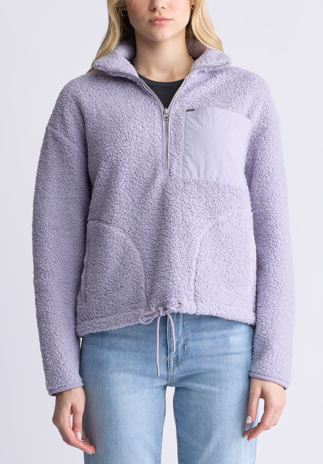 buffalo david bitton Sena Women's Sherpa Jacket with Chest Pocket Thistle Purple
