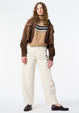 Bibi Women's Western Fringe Cropped Jacket in Faux Suede color CARAMEL