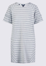 Delfina Women's T-Shirt Dress, Grey and White Striped - KD0006S