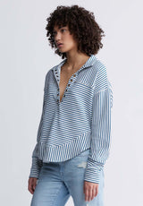 Buffalo David BittonEllowynne Women’s Striped Pullover In Blue - KT0099P Color TEALY BLUE