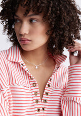 Buffalo David BittonEllowynne Women’s Striped Pullover In Cayenne Red - KT0099P Color CAYENNE