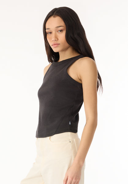 Regine Women's Ribbed Tank Top, Carbon Black - KT0119H