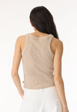 Regine Women's Ribbed Tank Top, Flax Beige - KT0119H
