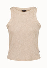 Regine Women's Ribbed Tank Top, Flax Beige - KT0119H