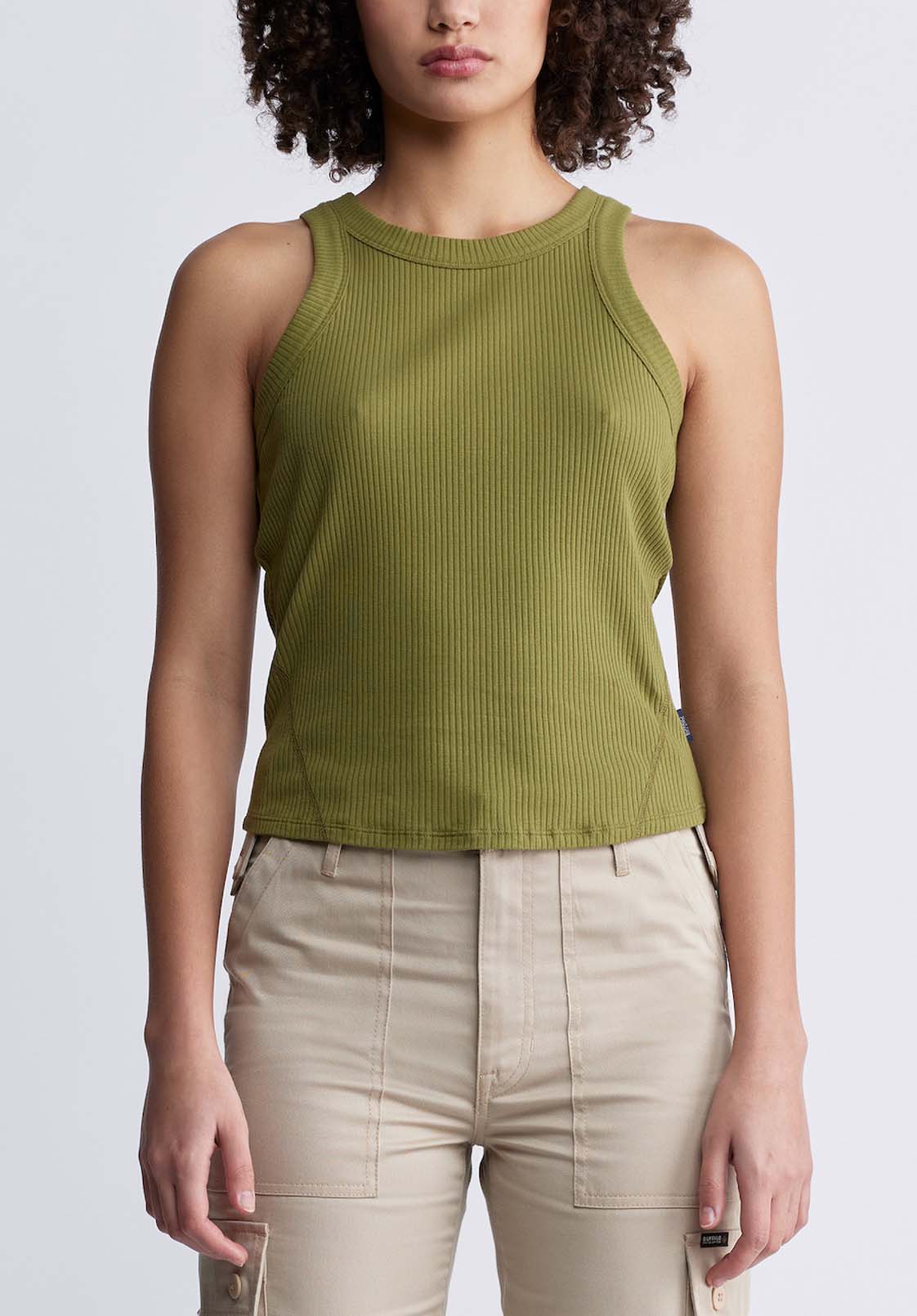 buffalo david bitton Regine Women’s Ribbed Tank Top in Olive