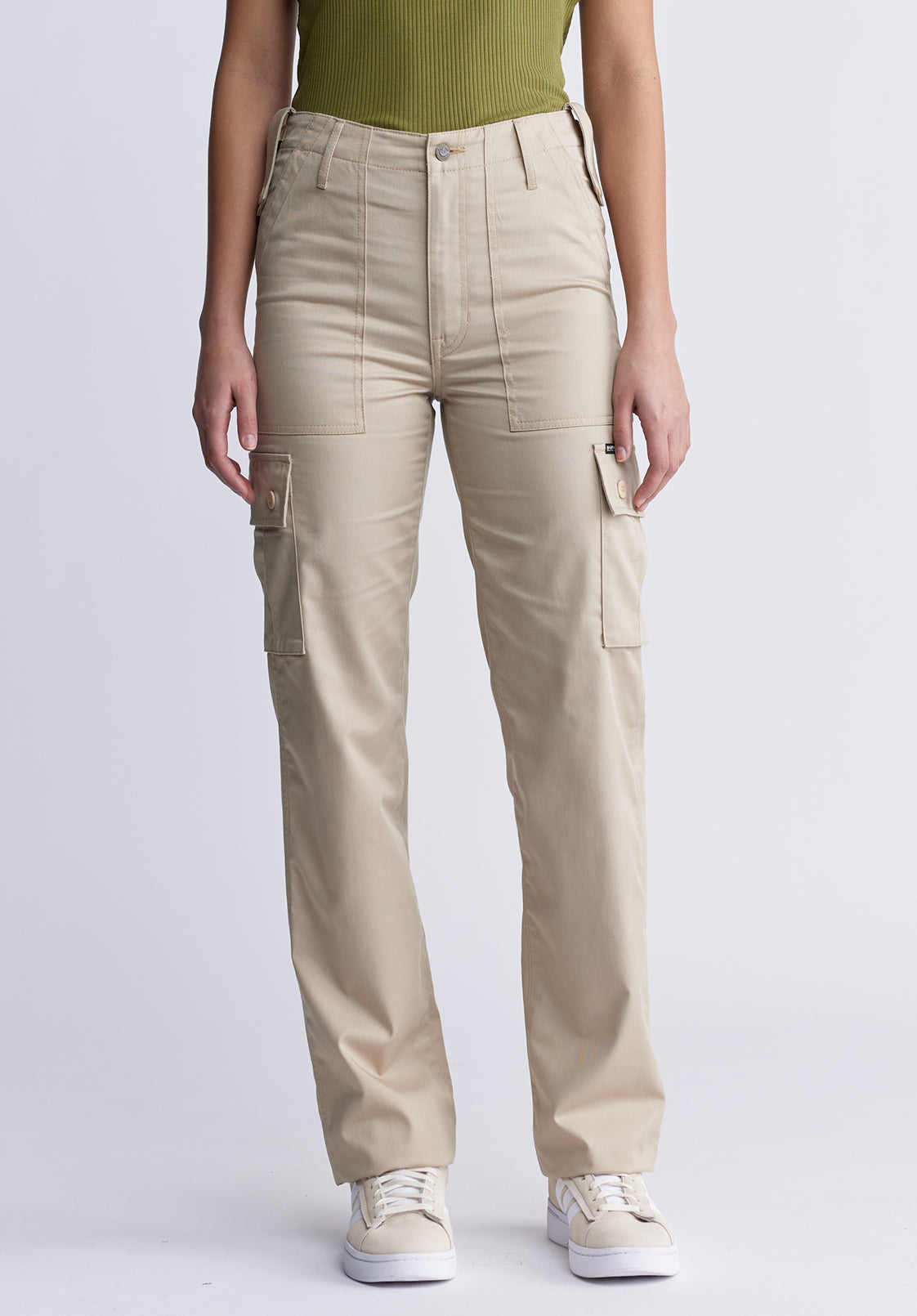 buffalo david bitton High Rise Jane Women's Loose Straight Pants in Beige