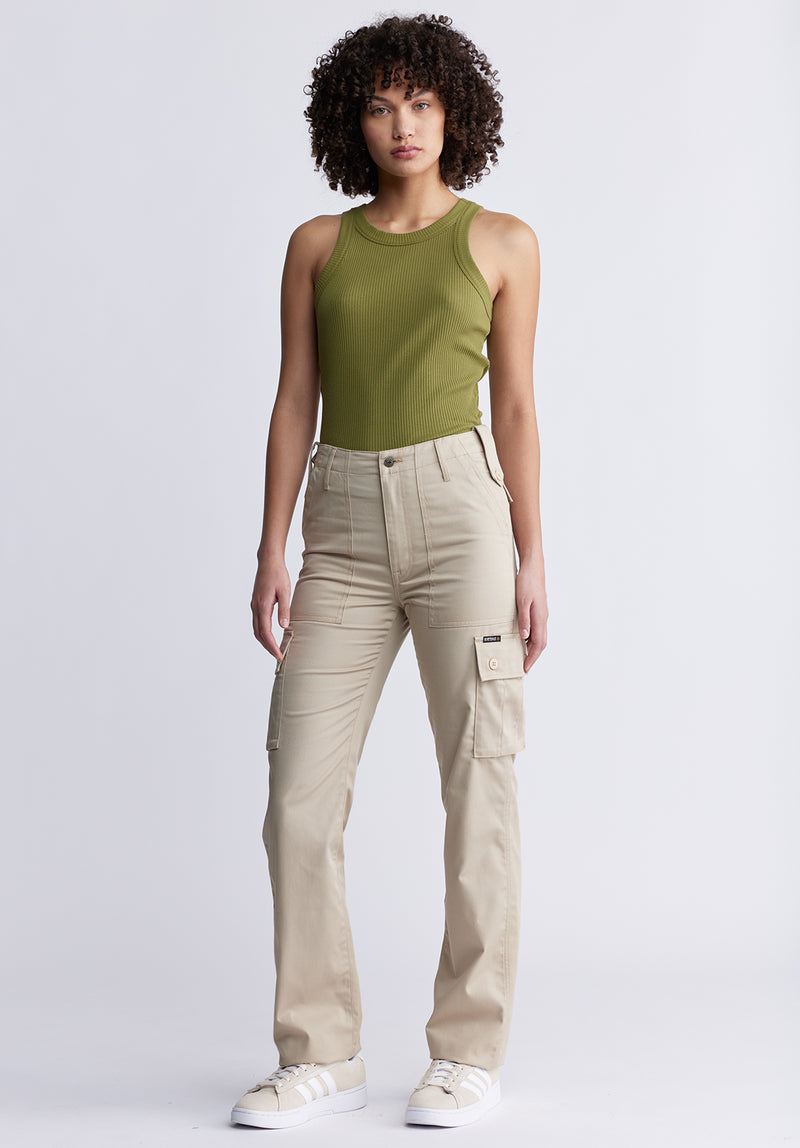 Pantalon Large à Taille Haute Jane pou Femme en beige - BL15975