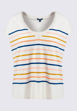 T-shirt en tricot à encolure en V et à emmanchures basses Danique pour femmes, blanc aigrette - KT0122P