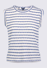 Elayne Women’s Striped Knit Tank Top in White & Blue - KT0126P