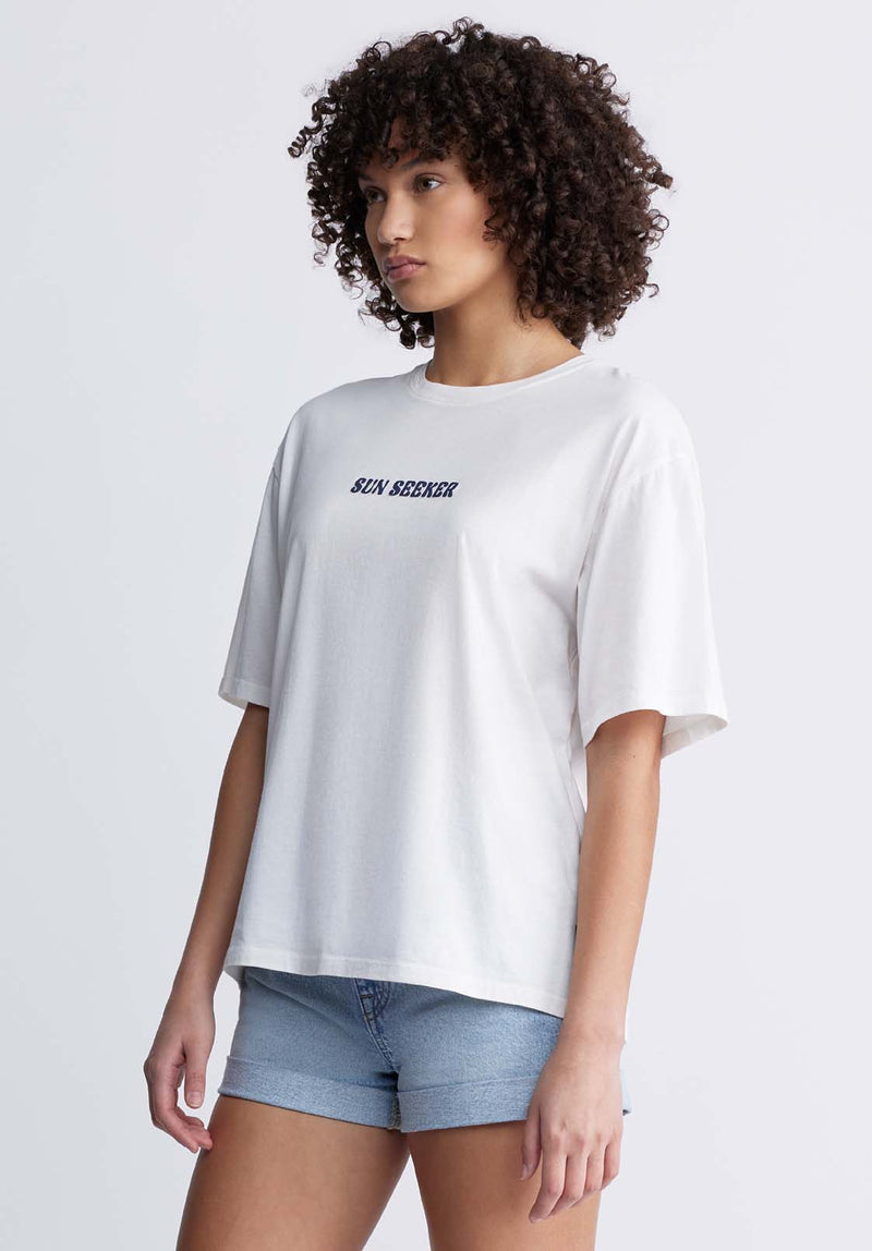 Buffalo David BittonAbbey Women's Oversized Printed T-Shirt in White - KT0136P Color WHITE